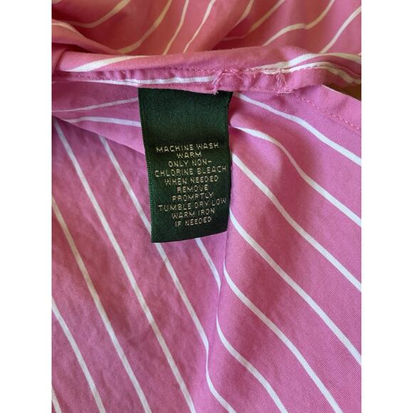 VTG ralph lauren Pink Stripe Pink button down White Cuff Preppy Dress Shirt 1X - Picture 13 of 16